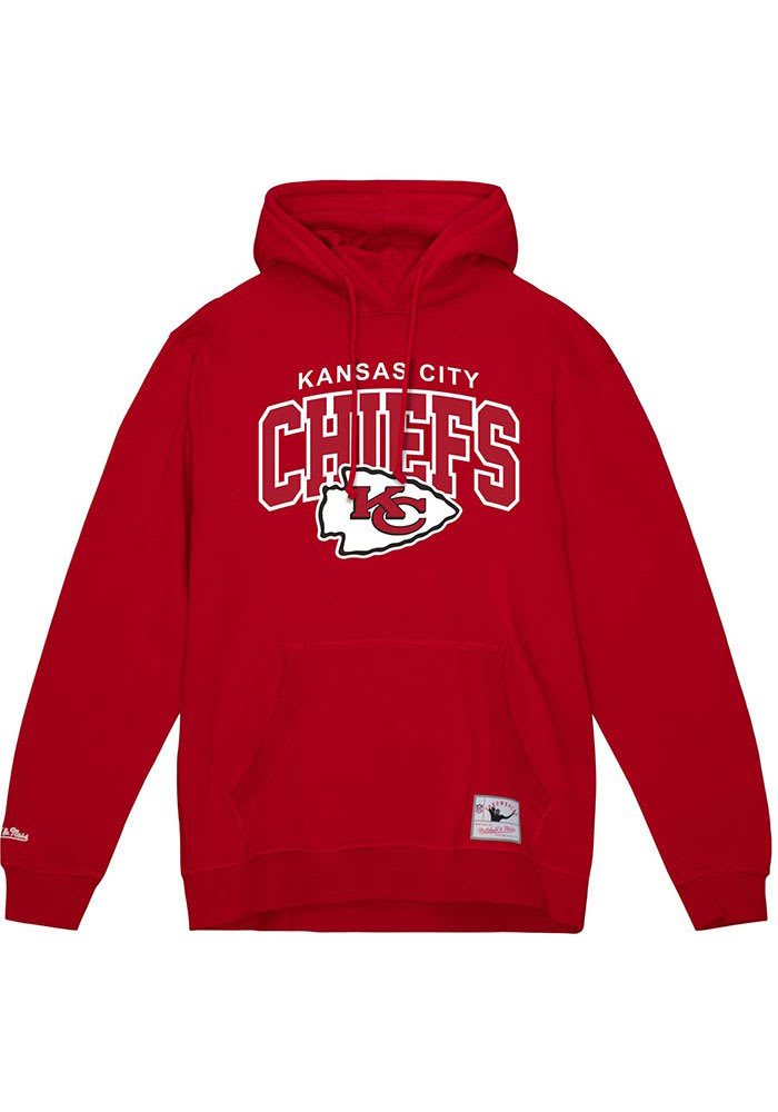 Mitchell and Ness Kansas City Chiefs Mens Logo Arch Hoodie RED