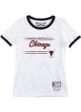 Chicago Bulls Womens Mitchell and Ness Ringer T-Shirt - White