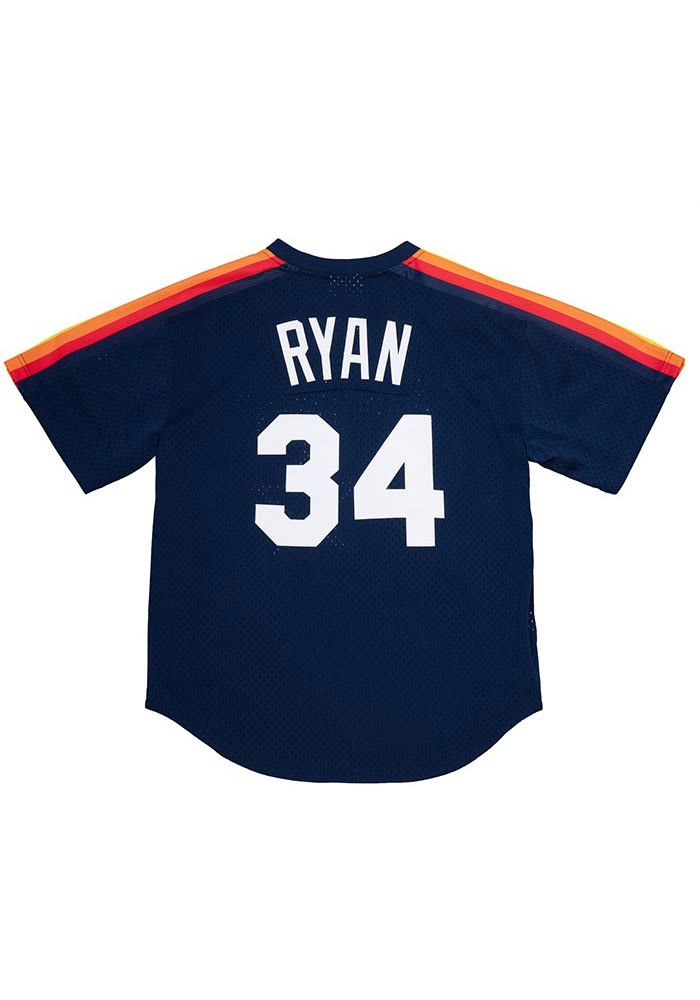 Nolan Ryan Houston Astros Mitchell and Ness Batting Practice Pullover Cooperstown Jersey Navy