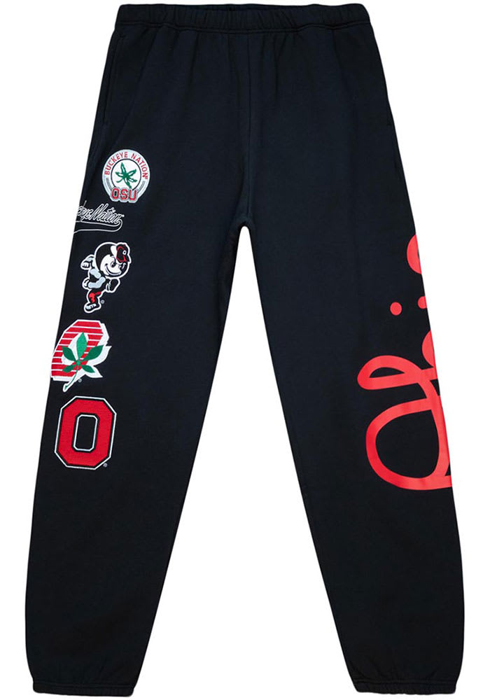 Mens Ohio State Buckeyes Black Mitchell and Ness Champ City Sweatpants