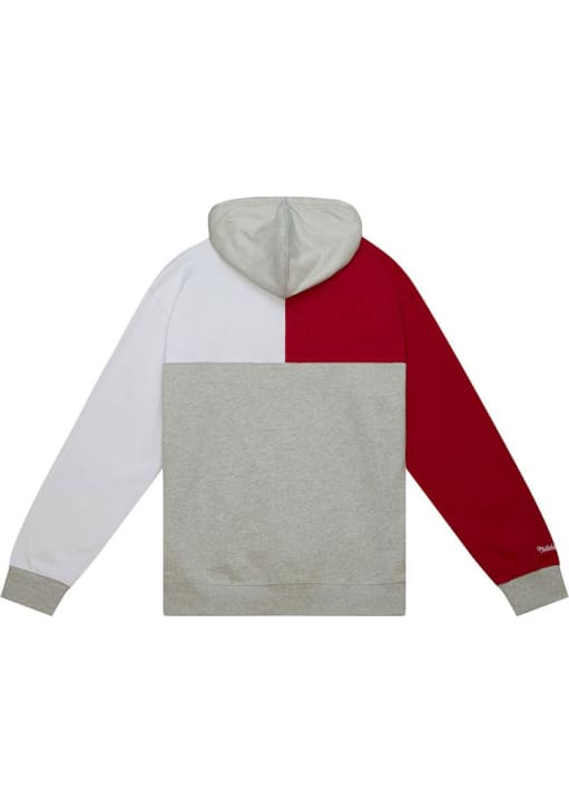 Mitchell and Ness Detroit Red Wings Mens Grey TIE BREAKER FLEECE Long Sleeve Hoodie