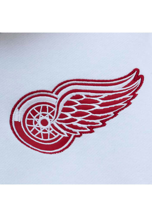 Mitchell and Ness Detroit Red Wings Mens Grey TIE BREAKER FLEECE Long Sleeve Hoodie