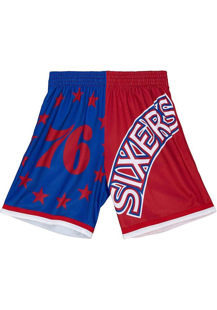 Philadelphia 76ers Mens Mitchell and Ness BLUE Big Face Fashion