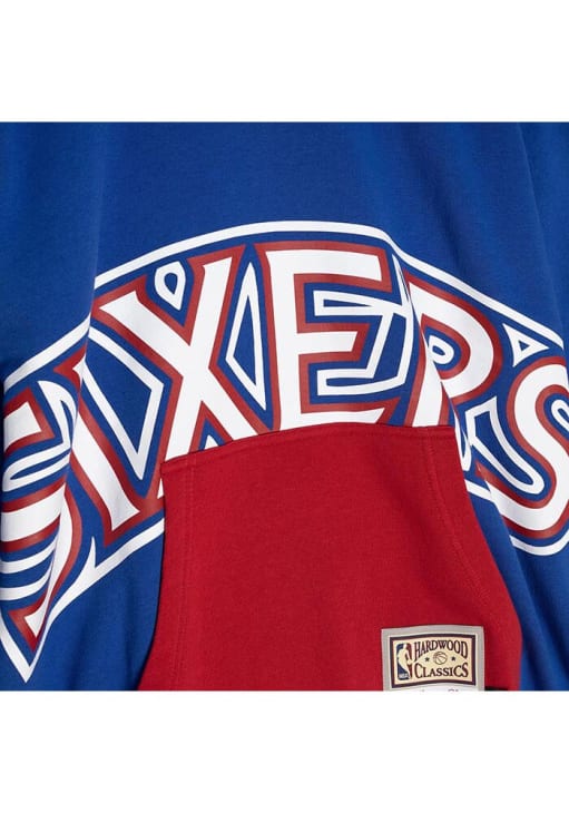 Mitchell and Ness Philadelphia 76ers Mens Blue Big Face 5.0 Fashion Hood