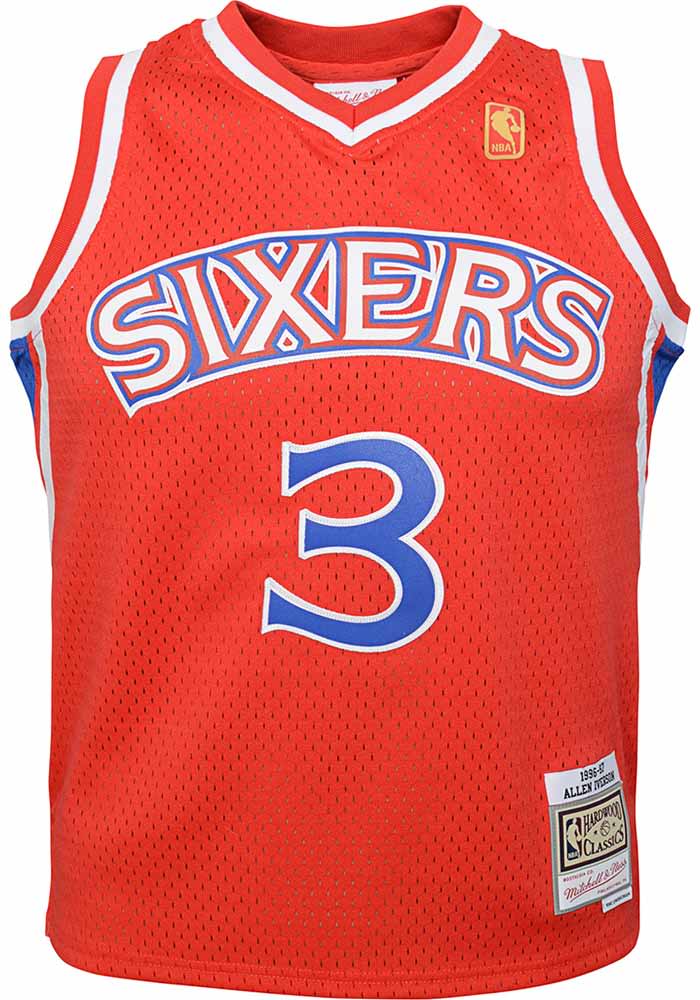 Allen Iverson Mitchell and Ness Philadelphia 76ers Youth NBA Swingman Red  Basketball Jersey