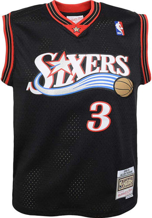 Allen Iverson  Mitchell and Ness Philadelphia 76ers Youth NBA Swingman Black Basketball Jersey