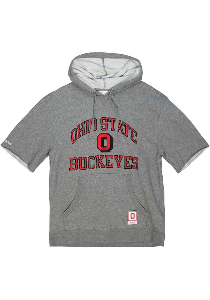 Mitchell and Ness GREY Ohio State Buckeyes Fleece Short Sleeve