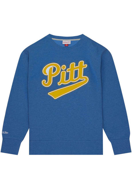 Mens Pitt Panthers Blue Mitchell and Ness Playoff Win Fashion Sweatshirt