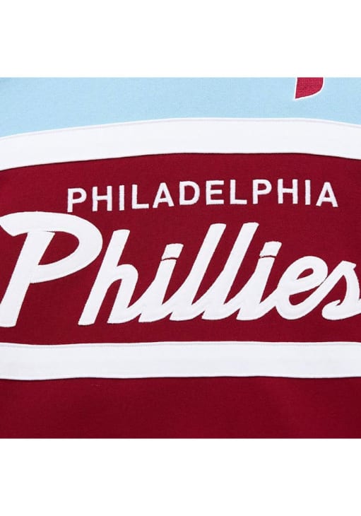 Mitchell and Ness Philadelphia Phillies Mens Maroon Head Coach Long Sleeve Fashion Sweatshirt