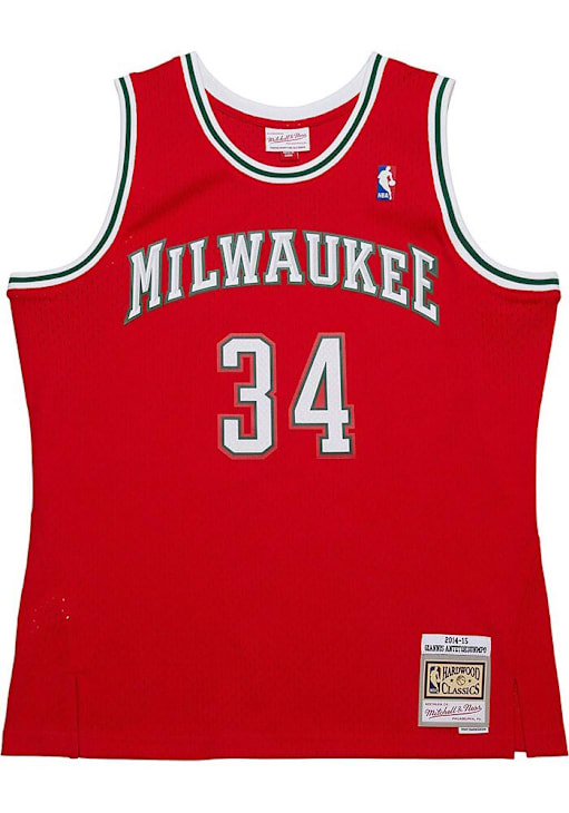 Giannis Antetokounmpo Milwaukee Bucks Mitchell and Ness RED