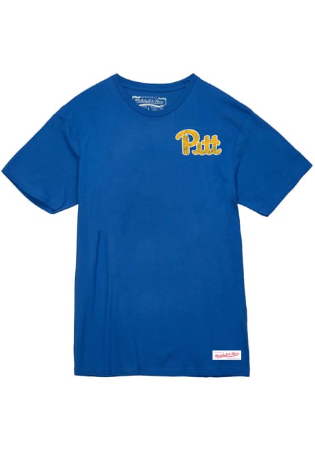 Pitt Panthers Blue Mitchell and Ness Yankee Stadium Game Short Sleeve T Shirt