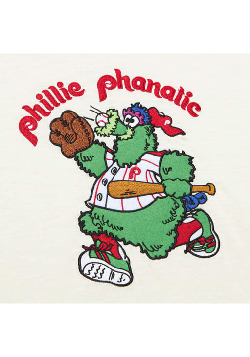 Mitchell and Ness Philadelphia Phillies White Heritage Slub Vintage Graphic Short Sleeve Fashion..