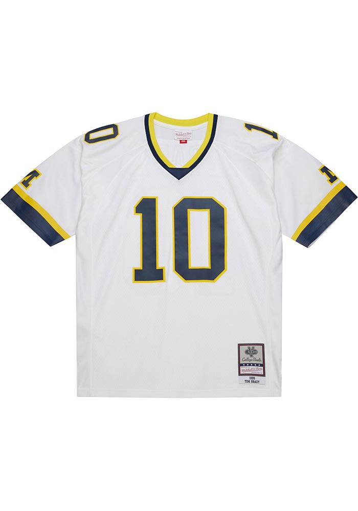 Mitchell&Ness◆Tom Brady White Michigan Wolverines Tom Brady Mens White Michigan Wolverines Replica Football