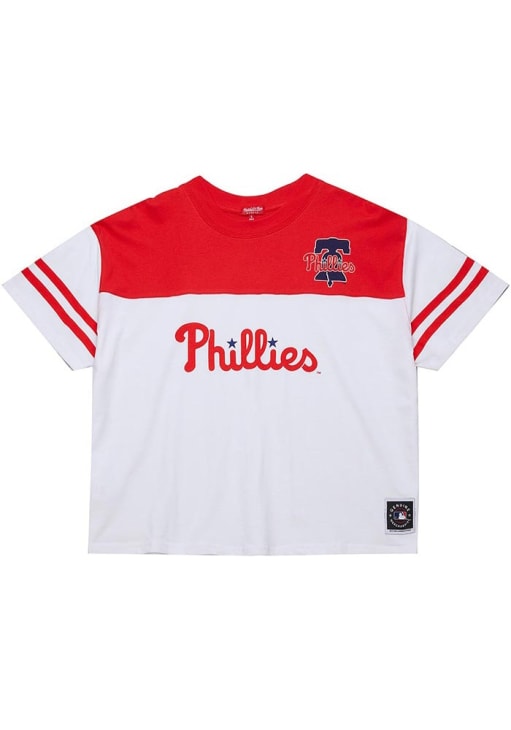 Mitchell and Ness Philadelphia Phillies Womens Red Yoke Short Sleeve T-Shirt