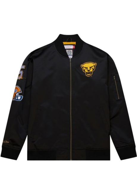 Louis Riddick Mitchell and Ness Mens Black Pitt Panthers Bomber Light Weight Jacket