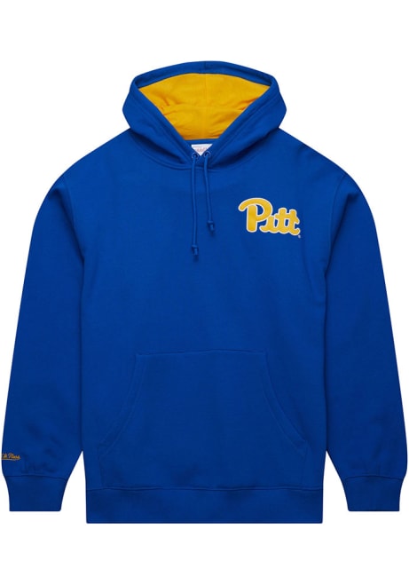 Louis Riddick Mitchell and Ness Mens Blue Pitt Panthers Fashion Long Sleeve Fashion Hood