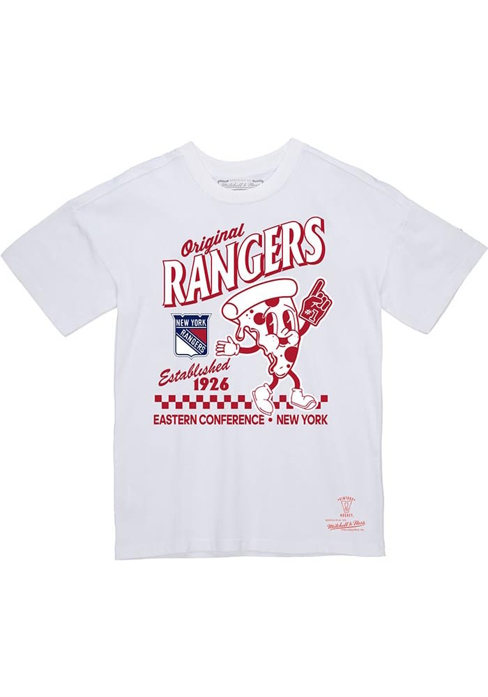 Mitchell and Ness New York Rangers White Pizza Short Sleeve T