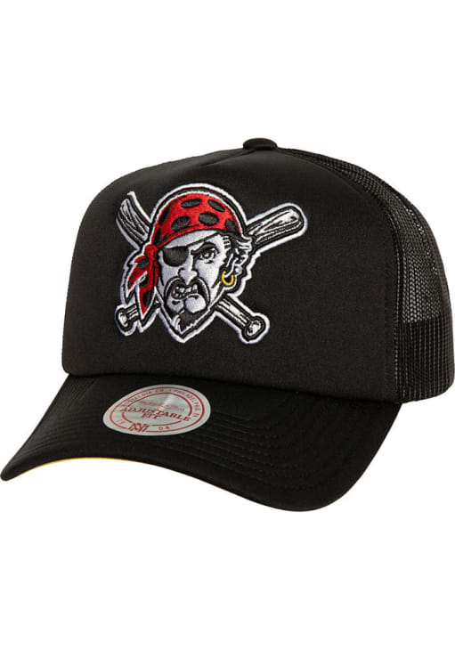 Mitchell and Ness Pittsburgh Pirates Evergreen Trucker Adjustable Hat - Black