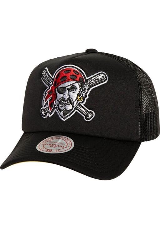 Mitchell and Ness Pittsburgh Pirates Evergreen Trucker Adjustable Hat - Black
