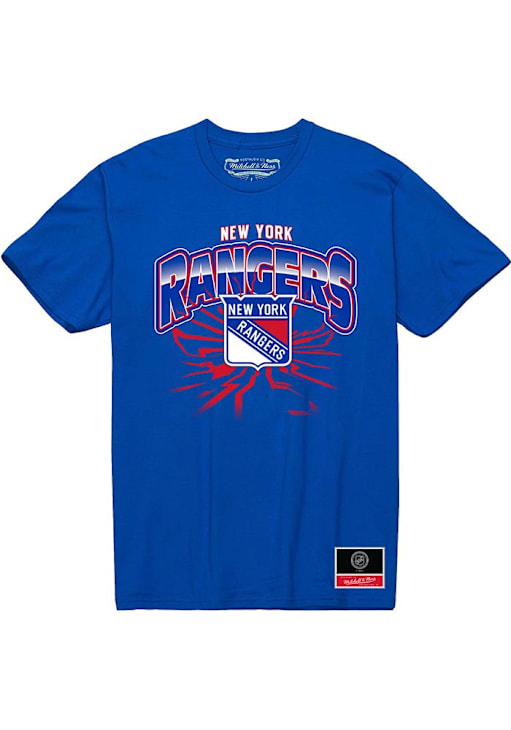 Mitchell and Ness New York Rangers ROYAL Earthquake Short Sleeve T