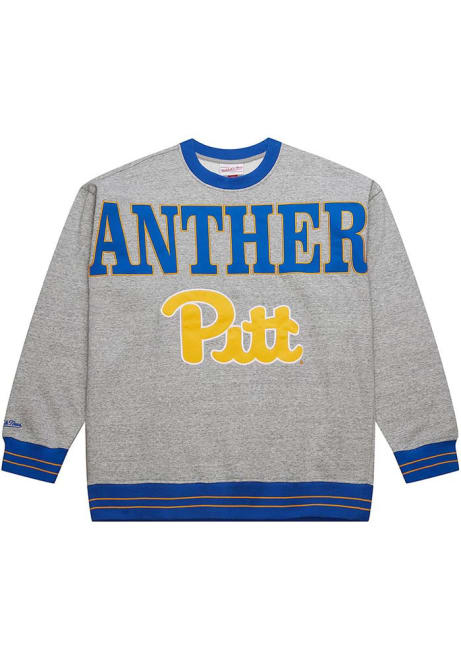 Mens Pitt Panthers Grey Mitchell and Ness Full Field Fashion Sweatshirt