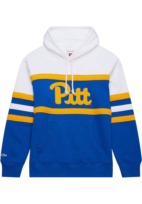 Louis Riddick Mitchell and Ness Mens Blue Pitt Panthers Head Coach Long Sleeve Fashion Hood