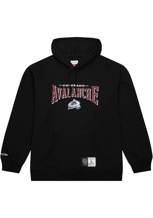 Mitchell and Ness Colorado Avalanche Mens Black Block Arch Long Sleeve Hoodie