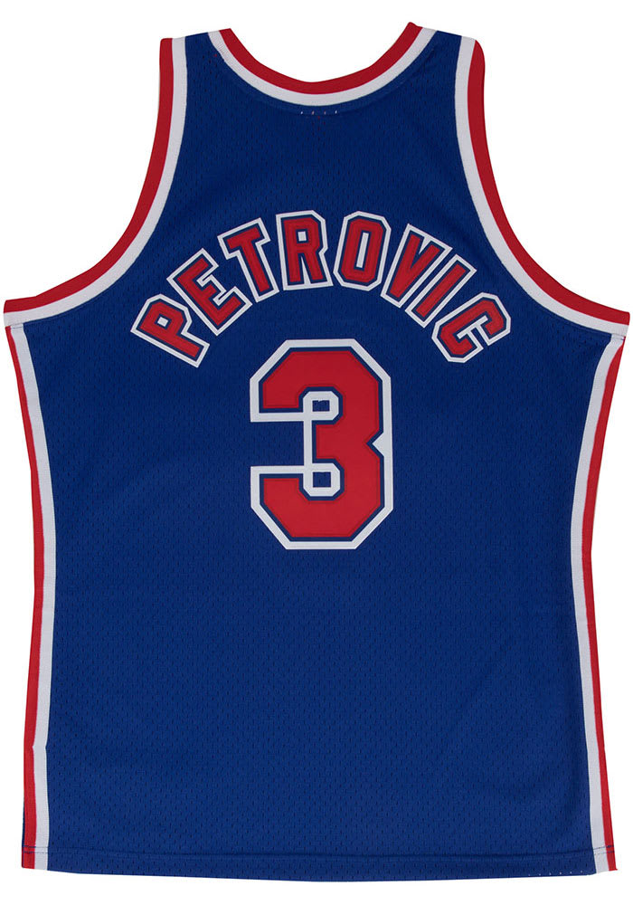 Drazen Petrovic Brooklyn Nets Mitchell and Ness NAVY Swingman