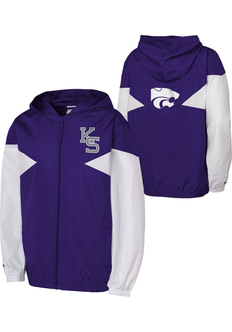 Youth K-State Wildcats Lavender Mitchell and Ness Lt Wgt Windbreaker Light Weight Jacket