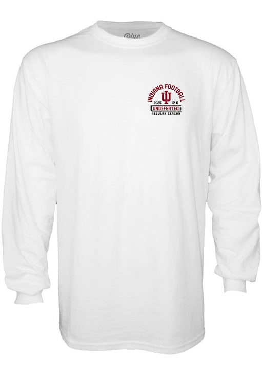 Indiana Hoosiers White Football 2025 Undefeated Regular Season Long Sleeve T Shirt
