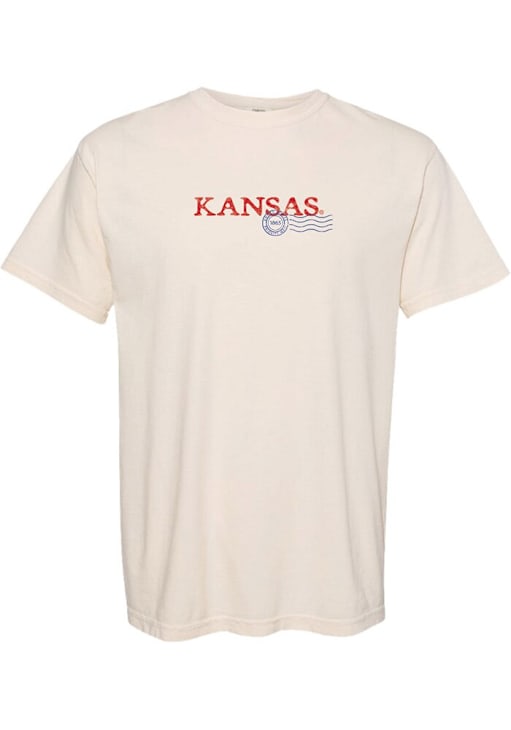Summit Sportswear Kansas Jayhawks Womens Ivory Postcard Short Sleeve T-Shirt