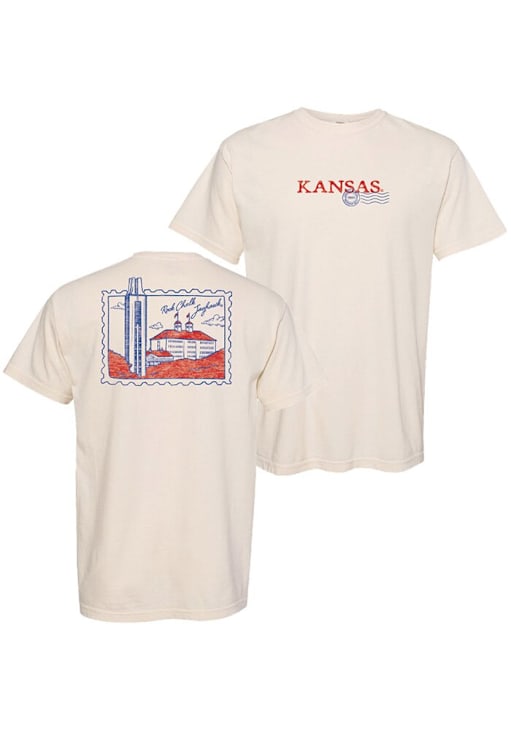 Summit Sportswear Kansas Jayhawks Womens Ivory Postcard Short Sleeve T-Shirt