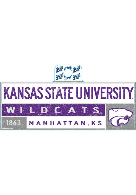 Purple K-State Wildcats Weathered Regtangle Stickers