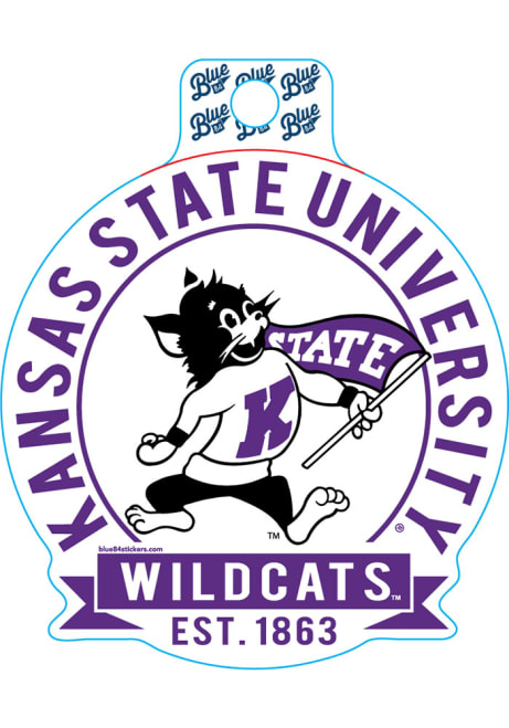 Purple K-State Wildcats White Circle Stickers