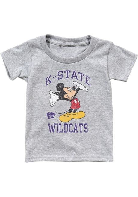 Toddler Grey K-State Wildcats Right Here Mickey Short Sleeve T-Shirt