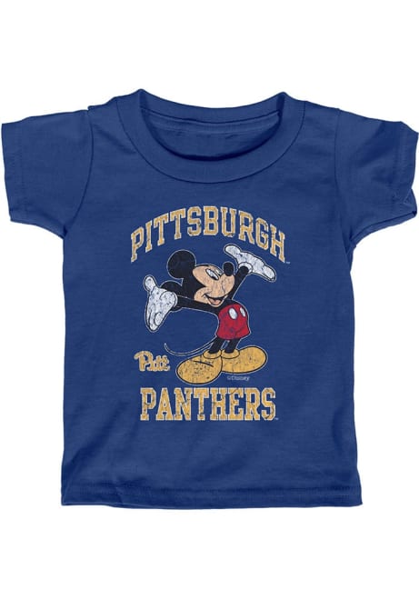 Toddler Blue Pitt Panthers Right Here Mickey Short Sleeve T-Shirt