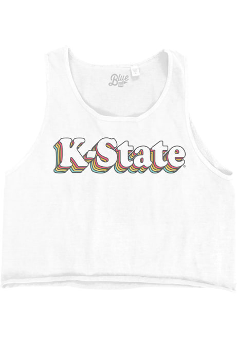 Womens White K-State Wildcats Cropped Ringspun Tank Top