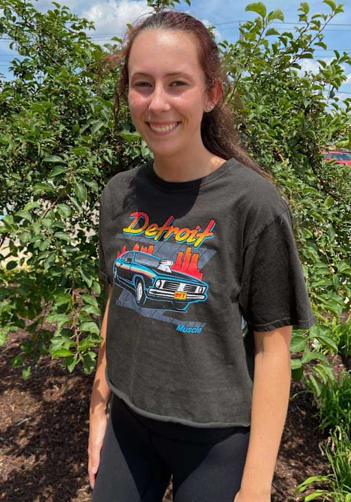 Detroit Womens BLACK Muscle Car T-Shirt 57101397