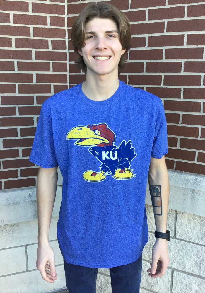 Kansas Jayhawks ROYAL Vintage Logo Short Sleeve Fashion T