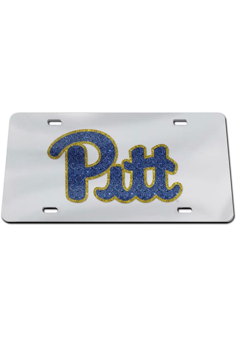 Pitt Panthers Silver  Glitter License Plate