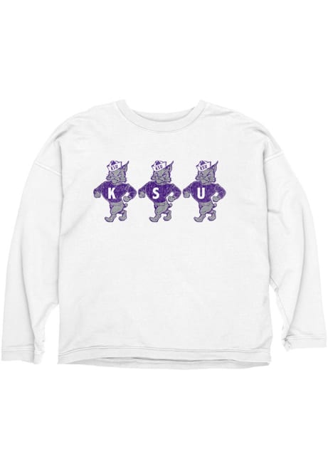 Womens White K-State Wildcats Crew Love Crew Sweatshirt