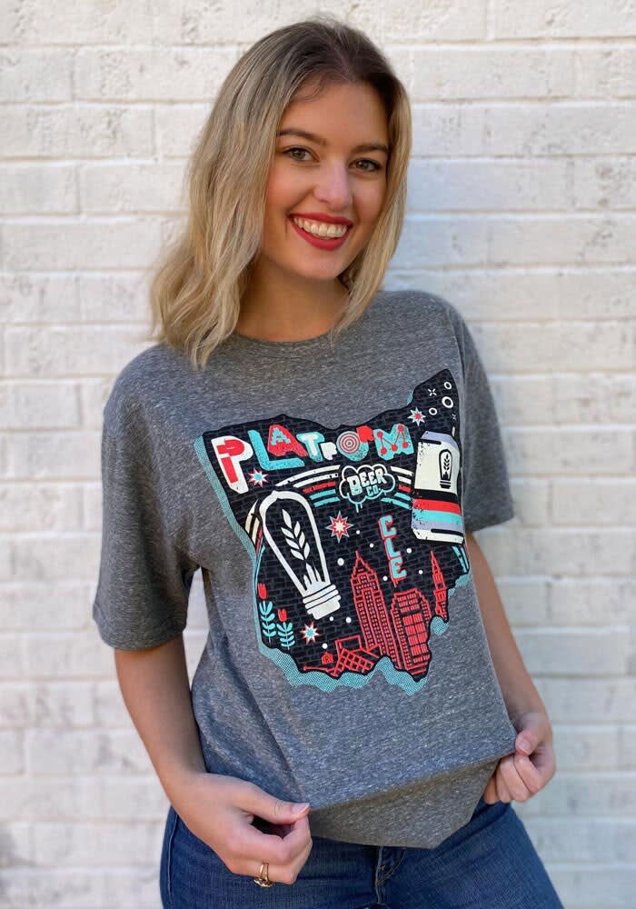 Rally Cleveland HEATHER GREY Street Art Short Sleeve Fashion