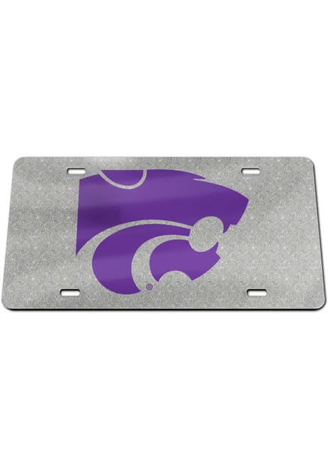 K-State Wildcats Silver  Glitter License Plate