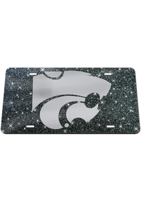 K-State Wildcats Black  Glitter License Plate