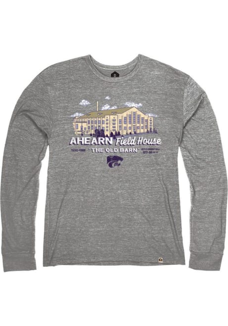 Mens K-State Wildcats Grey Rally Ahearn Fieldhouse Triblend Long Sleeve Fashion T Shirt