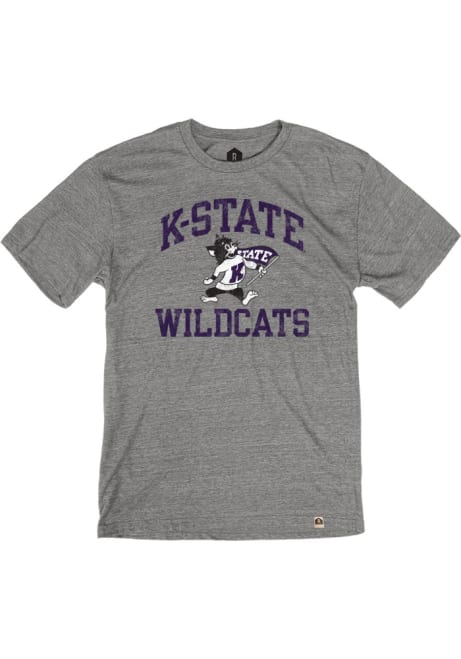 K-State Wildcats Grey Rally Number One Distressed Triblend Short Sleeve Fashion T Shirt