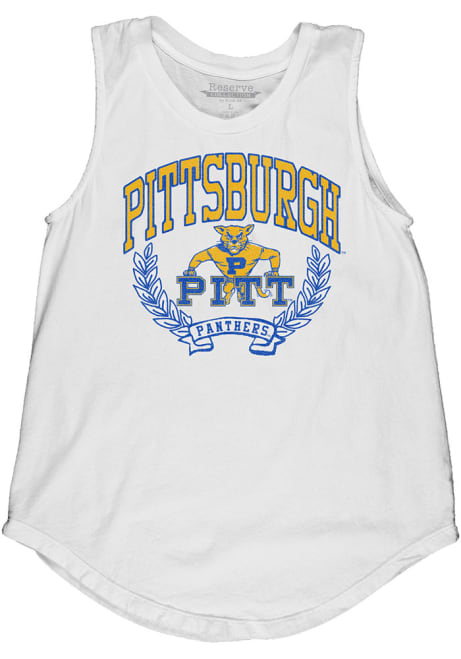 Womens White Pitt Panthers Muscle Tank Top