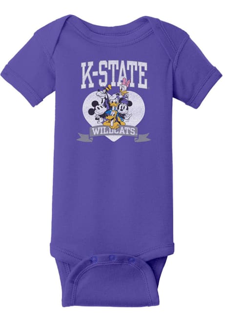 Baby Purple K-State Wildcats Disney Heart Troop Short Sleeve One Piece