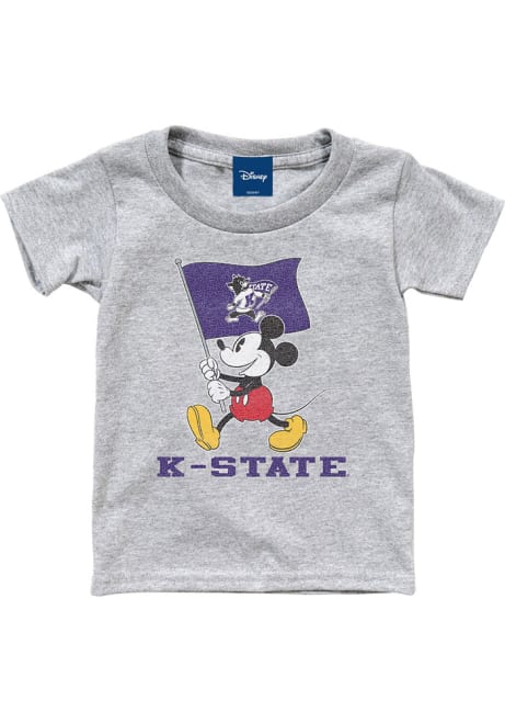 Toddler Grey K-State Wildcats Mickey Flag Waver Short Sleeve T-Shirt