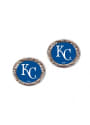 Kansas City Royals Womens team logo on round hammered metal edge earrings Earrings - Silver
